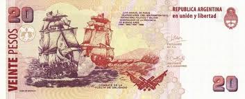 ARS Twenty Argentine Peso $20 Bill Back