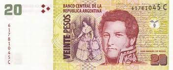 ARS Twenty Argentine Peso $20 Bill Front