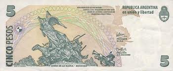 ARS Five Argentine_Peso $5 Bill Back