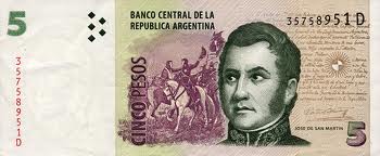 ARS Five Argentine_Peso$5 Bill Front