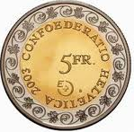 CHF Franc Fr 5 Coin Tail