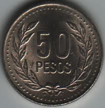 COP Colombian Peso $50 Coin Head