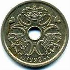 DKK Danish Krone kr 1 Coin Tail