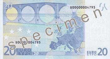 EUR Twenty Euro â‚¬20 Bill Back