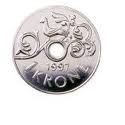 NOK Norwegian Krone kr1 Coin Tail