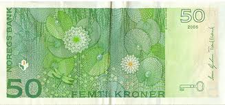 NOK Norwegian Krone kr50 Bill Back