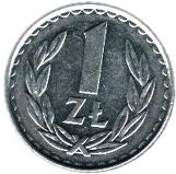 PLN Polish Zloty zÅ‚1 Coin Tail