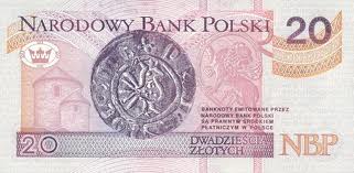 PLN Twenty Zloty zł20 Bill Back