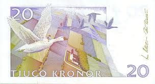 SEK Twenty Krona $20 Bill Back
