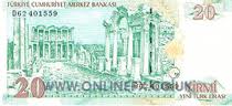 Turkish Twenty Lira TL20 Bill Back